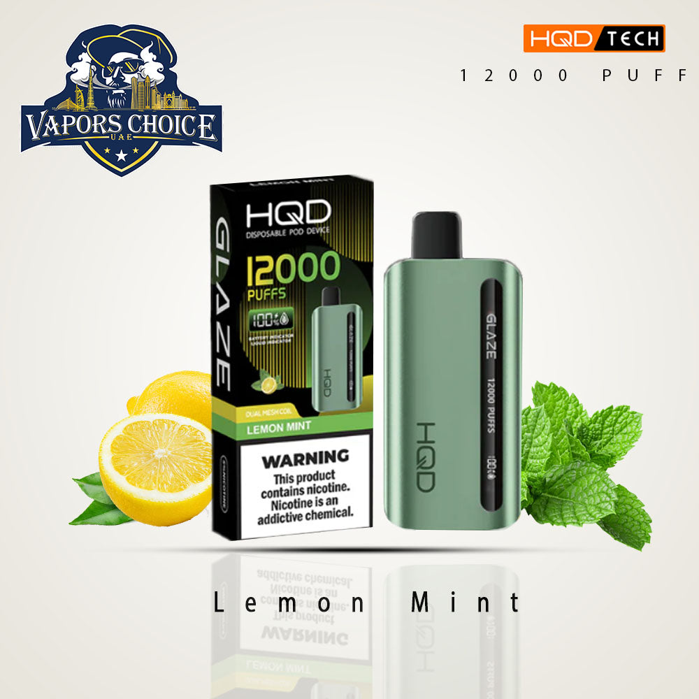 HQD CUVIE GLAZE 12000 PUFFS DISPOSABLE VAPE Lemon Mint UAE Abu Dhabi & Al Ain